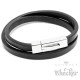 Echt Leder Wickelarmband Herren Lederarmband schwarz Edelstahl schlicht Biker