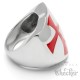 Großer Templer Ring mit rotem Kreuz auf Wappenschild aus Edelstahl Kreuzritter