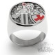 Massiver Kreuzritter Ring aus Edelstahl rotes Tatzenkreuz Templer Schwert Schild