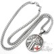 Halskette mit Tempelritter Motiv aus massivem Edelstahl silber mit rotem Tatzenkreuz