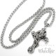 Verziertes Kreuz mit Totenkopf von Drache umschlungen aus Edelstahl mit Halskette