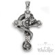 Verziertes Kreuz mit Totenkopf von Drache umschlungen aus Edelstahl mit Halskette