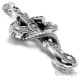 Verziertes Kreuz mit Totenkopf von Drache umschlungen aus Edelstahl mit Halskette