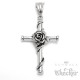 Rosen-Kreuz aus Edelstahl mit passender Halskette Kreuz-Anhänger mit Rose verziert