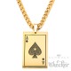 Goldener Pik Ass Anhänger mit Halskette Poker Karte Glücksbringer Ace of Spades
