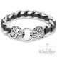 Edelstahl Armband Panther Panzerkette silber echt Leder schwarz Biker Harley