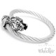 Edelstahl Armreif Herren Armband Tiger Bikerschmuck Geschenk Stahlseil flexibel