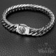 Biker-Schmuckset Halskette + Armband mit Totenkopf aus massivem Edelstahl silber
