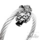 Edelstahl Armreif Herren Armband Tiger Bikerschmuck Geschenk Stahlseil flexibel