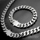 Männer-Schmuckset Panzerkette aus massivem Edelstahl silber poliert Kette + Armband