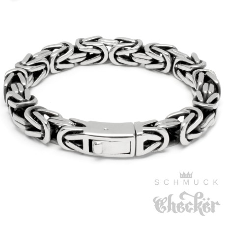 Dickes Königsarmband aus Massivem Edelstahl silber poliert Männerschmuck Geschenk