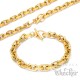 Goldenes Armband + Halskette Set aus Edelstahl massive Ankerkette Knebelverschluss