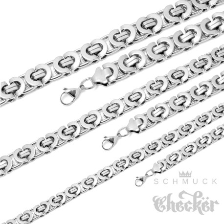 Edelstahl Kette Halskette Silber doppelte Königskette 60cm Dick Dünn Biker Hiphop