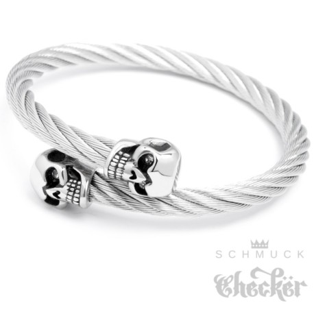 Edelstahl Armreif Herren Armband Schlange Bikerschmuck Geschenk Stahlseil flexibel