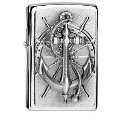 Nautisches Zippo mit Anker und Steuerrad hochwertiges 3D-Emblem Sturmfeuerzeug