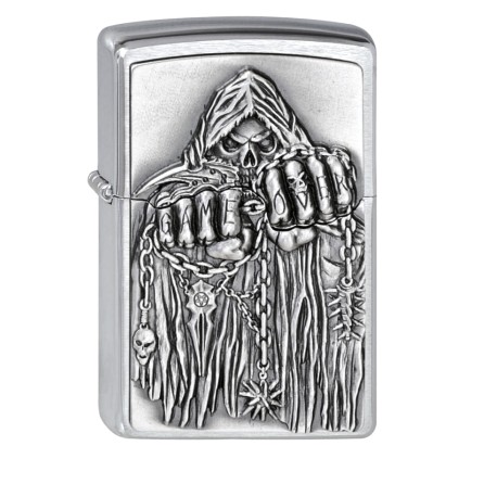 Game Over Sensenmann Zippo hochwertiges 3D-Emblem Gevatter Tod Sturmfeuerzeug