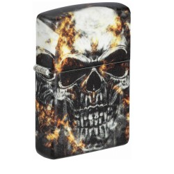 Heißes Feuerzeug mit Totenkopf und Flammen schwarzes Zippo Benzinfeuerzeug Geschenk