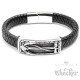 Echt Leder Herren Armband schwarz Edelstahl Anker Seemann Biker Rocker