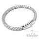 Silbernes Herren Armband aus geflochtenem Leder mit sicherem Edelstahl-Verschluss