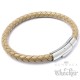 Herren Armband Beige aus geflochtenem Leder mit hochwertigem Edelstahl-Verschluss