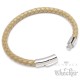 Herren Armband Beige aus geflochtenem Leder mit hochwertigem Edelstahl-Verschluss