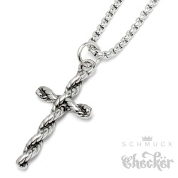 Kleines besonderes Kreuz aus hochwertigem Edelstahl mit Halskette Herren Geschenk