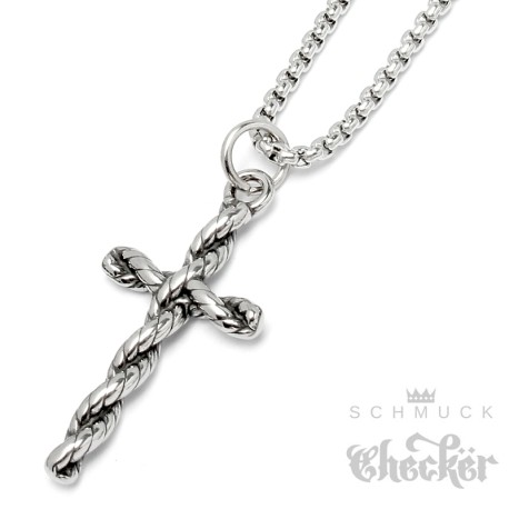 Kleines besonderes Kreuz aus hochwertigem Edelstahl mit Halskette Herren Geschenk