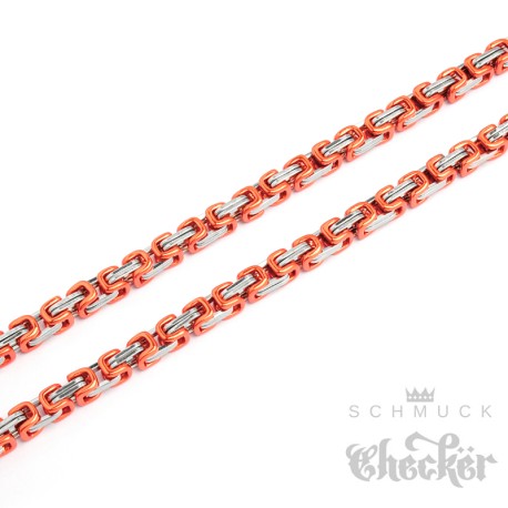 Königskette silber orange bicolor Männer Halskette hochwertiger Edelstahl Rapper