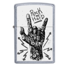 Heavy Metal Hand "Rock me Hard" Zippo Sturmfeuerzeug Festival Männer Geschenkidee