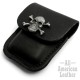 Totenkopf Gürteltasche aus schwarzem Leder für klassische Feuerzeuge made in USA