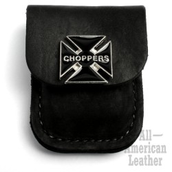 Choppers Feuerzeug-Tasche für Biker aus dickem schwarzem Leder made in the USA