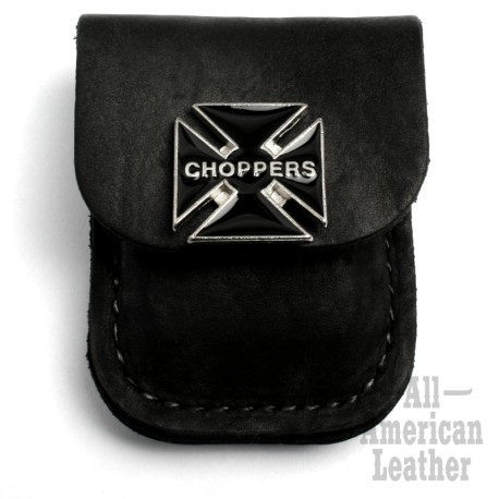 Choppers Feuerzeug-Tasche für Biker aus dickem schwarzem Leder made in the USA