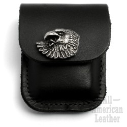 Adler Feuerzeug-Tasche aus schwarzem Leder für klassische Benzinfeuerzeuge