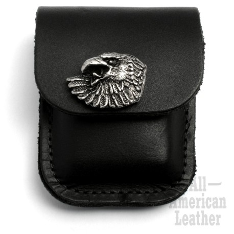 Adler Feuerzeug-Tasche aus schwarzem Leder für klassische Benzinfeuerzeuge