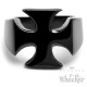 Massiv Edelstahl Biker Ring Eisernes Kreuz Ritterkreuz Herren schwarz