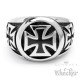 Edelstahl Biker Ring Eisernes Kreuz Herren Siegelring silber schwarz detaillert
