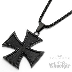 Schwarzes Eisernes Kreuz Anhänger aus Edelstahl schwarzer Orden Männer Halskette