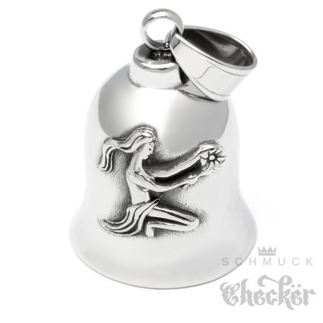 Jungfrau Biker-Bell aus Edelstahl Sternzeichen Motorradfahrer Glücksbringer Horoskop