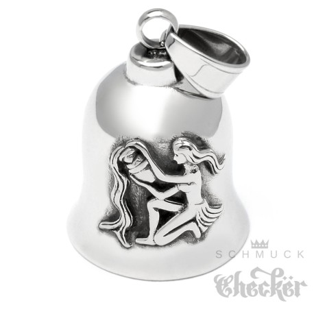 Wassermann Bikerbell Motorrad Glücksbringer aus Edelstahl Sternzeichen Biker-Geschenk