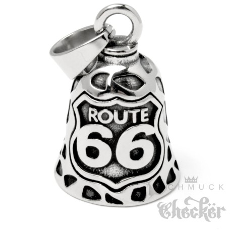 Route 66 Bikerbell aus poliertem Edelstahl Motorrad Glücksbringer Biker Geschenk