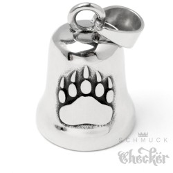 Bikerbell mit Bärentatze aus Edelstahl Motorrad Glücksbringer Glöckchen Geschenk