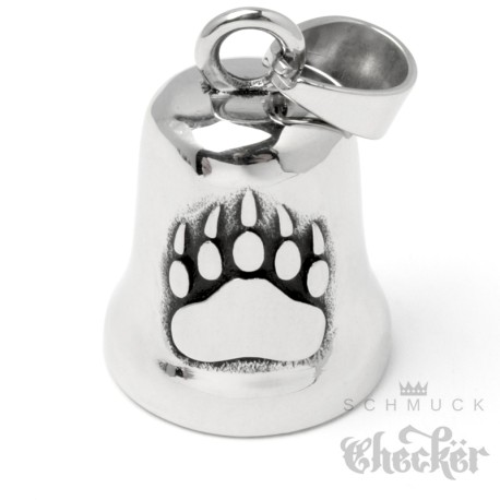 Bikerbell mit Bärentatze aus Edelstahl Motorrad Glücksbringer Glöckchen Geschenk