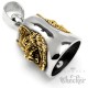 Biker-Bell mit goldenem Wolf aus Edelstahl Motorradfahrer Glücksbringer Geschenk