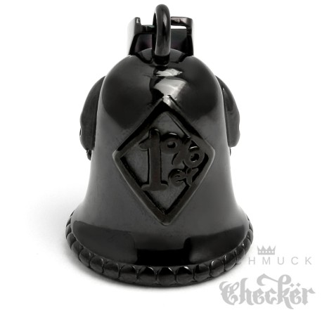 Schwarze 1%er Biker-​Bell aus Edelstahl Onepercenter Outlaw Geschenk Motorrad-​Club