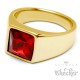 Herren Ring Solitär Stein Rubin-rot für den kleinen Finger silber aus Edelstahl