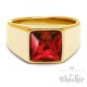 Herren Ring Solitär Stein Rubin-rot für den kleinen Finger silber aus Edelstahl