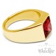 Herren Ring Solitär Stein Rubin-rot für den kleinen Finger silber aus Edelstahl