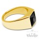 Goldener Herren Ring Solitär Stein Schwarz Onyx für den kleinen Finger Edelstahl