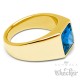 Goldener Herren Ring Solitär Stein Safir-Blau für kleinen Finger Edelstahl vergoldet