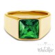 Goldener Ring Solitär Stein Smaragd-Grün für den kleinen Finger Edelstahl vergoldet